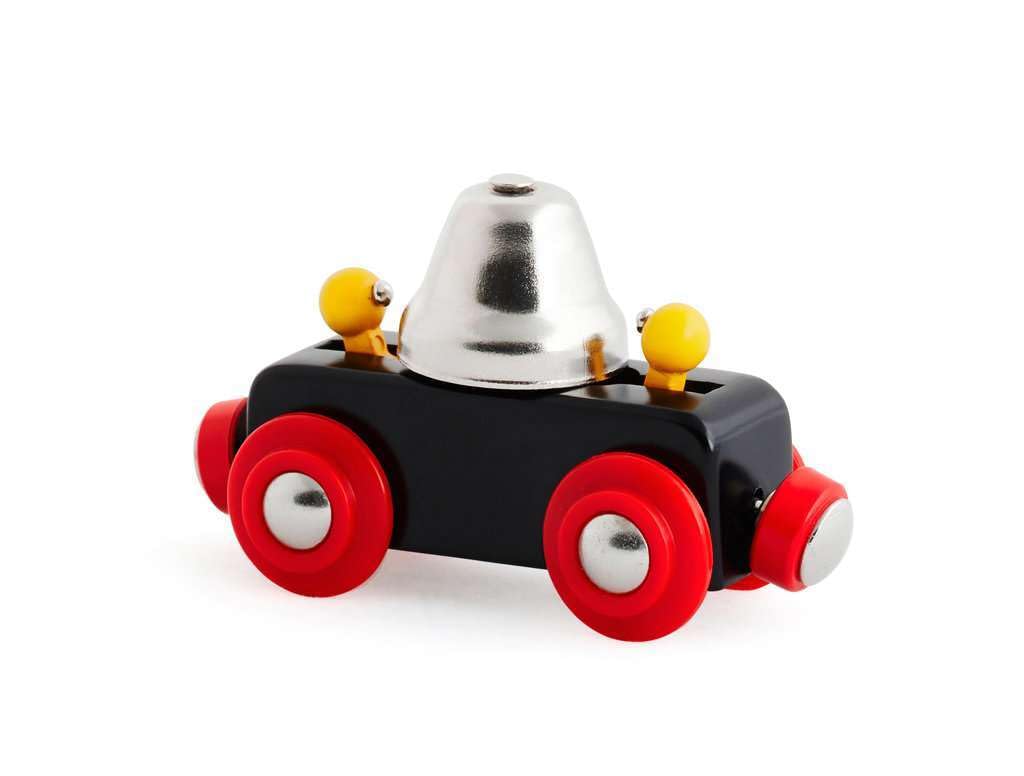 BRIO Bell Wagon interactive sound feature enhances sensory play and storytelling.