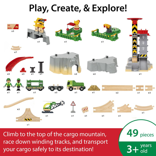 BRIO Cargo Mountain Set helicopter lift encourages storytelling and cooperative play