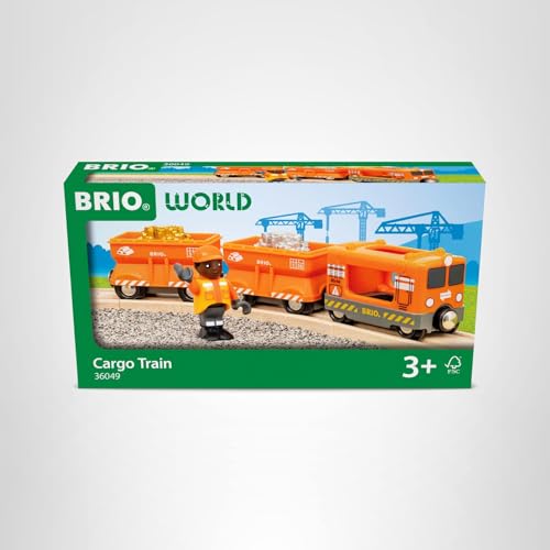 BRIO cargo train showcasing durable plastics and metal details