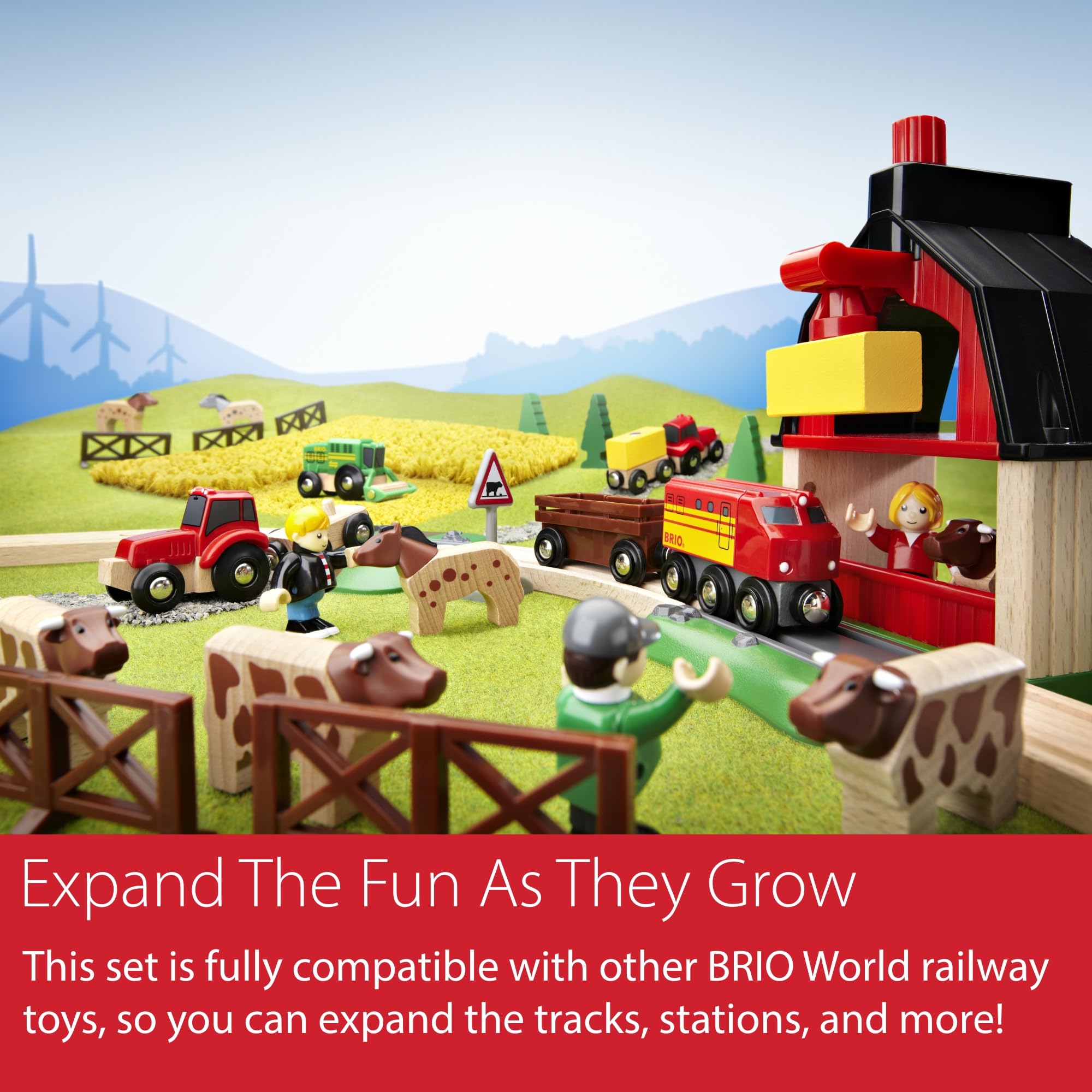 BRIO farm track compatibility highlights easy expansion with BRIO wooden sets