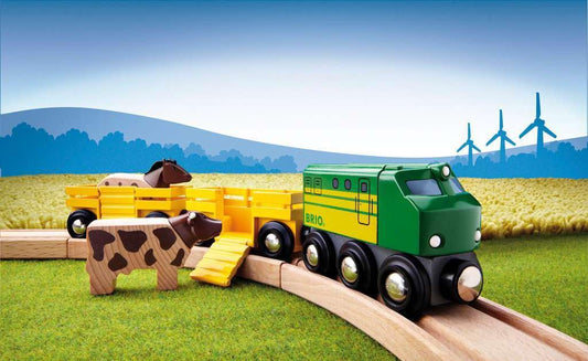 BRIO farm train horse car for transporting figurines to the pasture during playtime