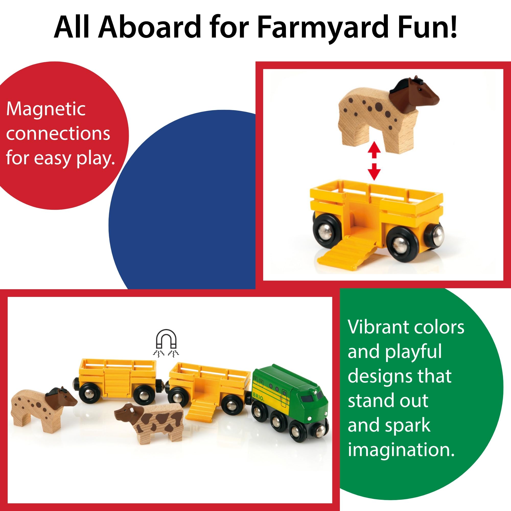 BRIO farm wagons with ramps for easy animal loading