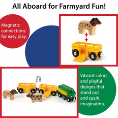 BRIO farm wagons with ramps for easy animal loading