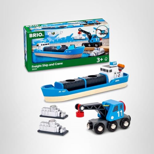 BRIO container ship and crane wagon supports fine motor skills through creative play