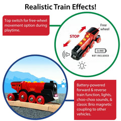 BRIO Mighty Red Action Locomotive rugged build supports daily use.