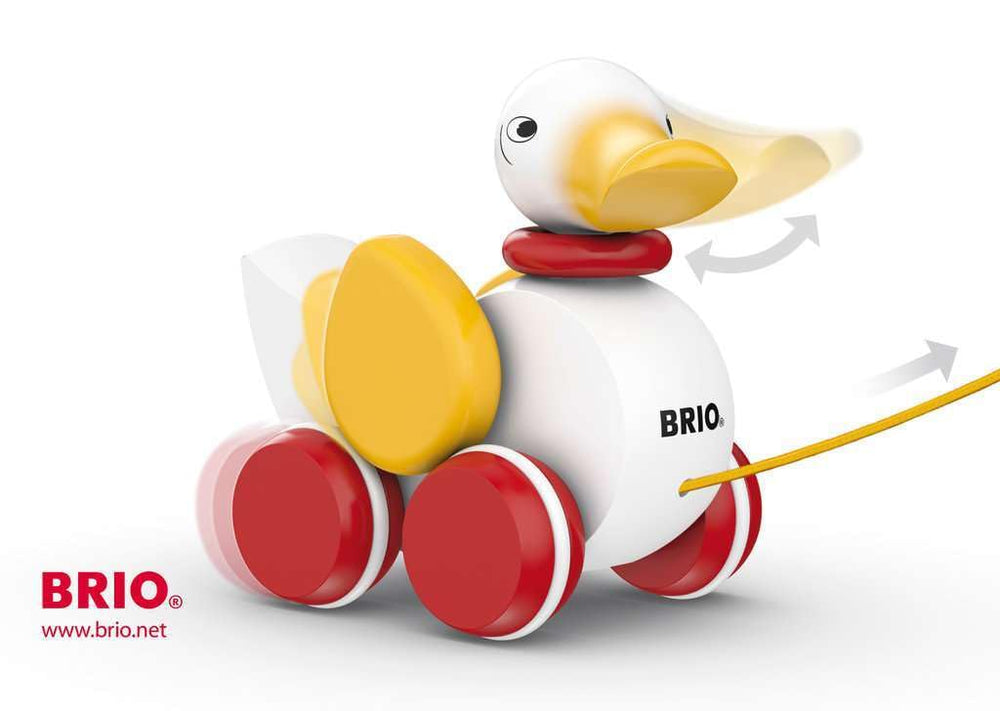 BRIO pull-along duck beech wood construction for durable, eco-friendly play