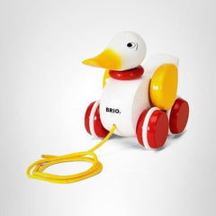BRIO pull-along duck in a bright playroom scene inviting imagination