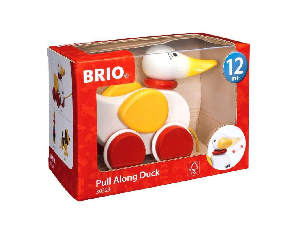BRIO pull-along duck yellow pull cord enables easy interactive play