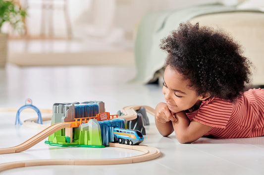 BRIO Smart Tech Sound Waterfall Tunnel interactive play close-up demonstrates engaging sounds