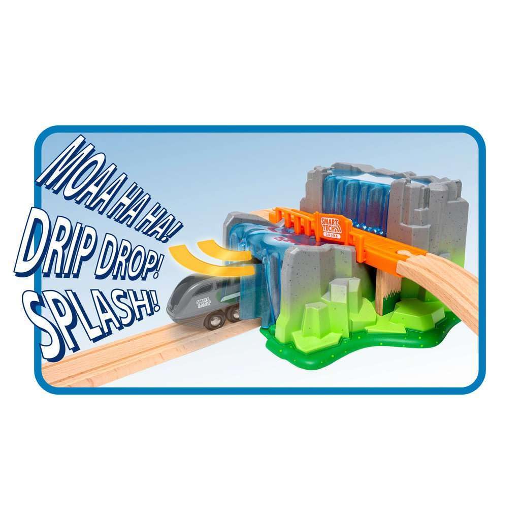 BRIO Smart Tech Sound Waterfall Tunnel waterfall-detail captures cascading motion and sound effects