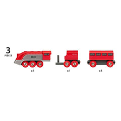 BRIO Streamline train red finish with silver accents boosts appeal and durability