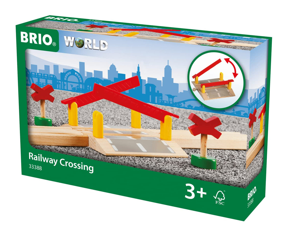 BRIO World 33388 railway crossing barriers for interactive play and coordination