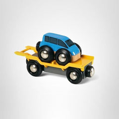 BRIO car transporter works with BRIO track to support expanded, creative setups