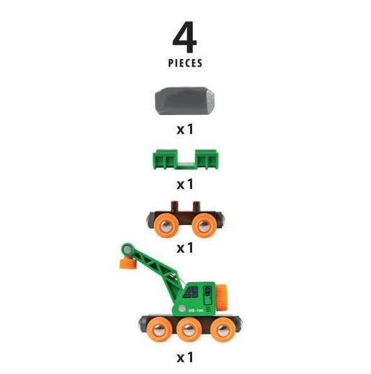 Rock cargo loaded by the crane for tactile, hands-on play