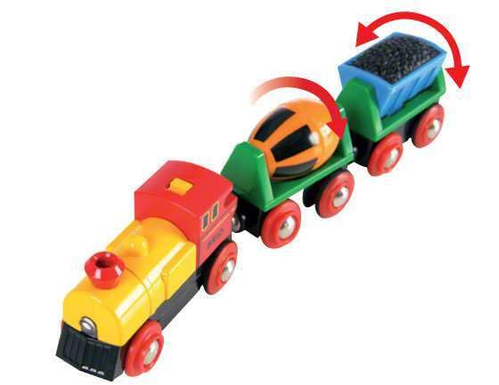 BRIO World battery-operated train set powers engaging motorized movement