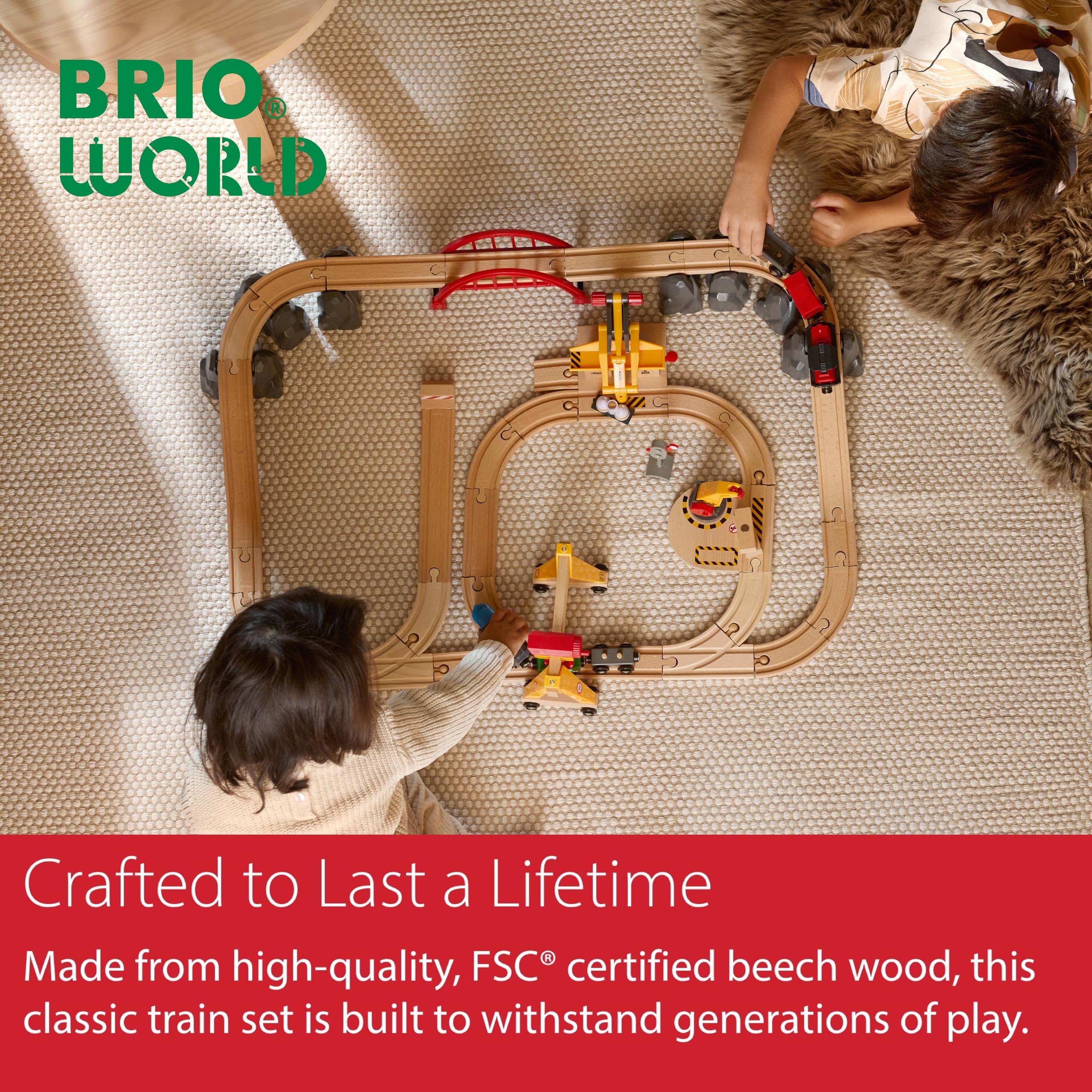 BRIO World Cargo Railway Deluxe cargo pieces encourage sorting and storytelling.