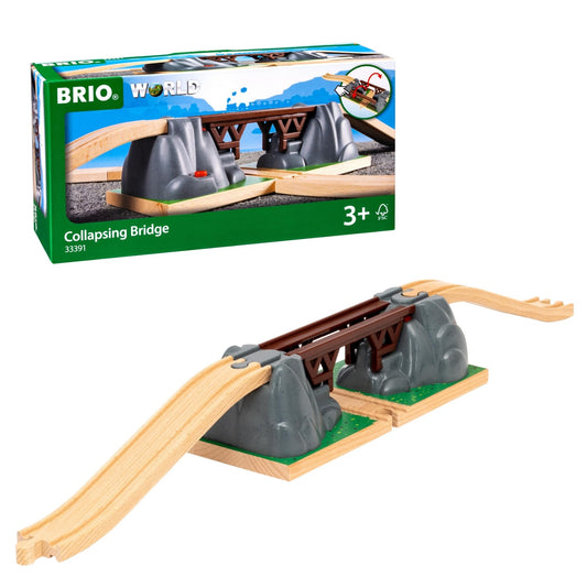 BRIO World Collapsing Bridge assembly shows sturdy build for expanding wooden train sets
