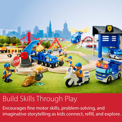 BRIO World Collapsing Bridge kid play session illustrating imaginative storytelling