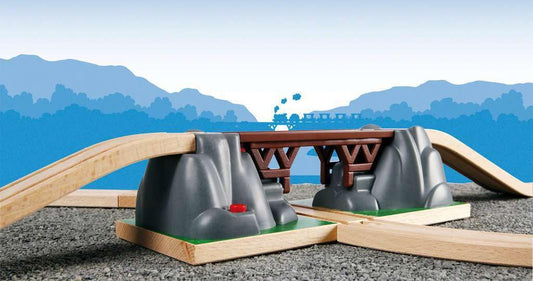 BRIO World Collapsing Bridge side view highlights durable FSC-certified wood