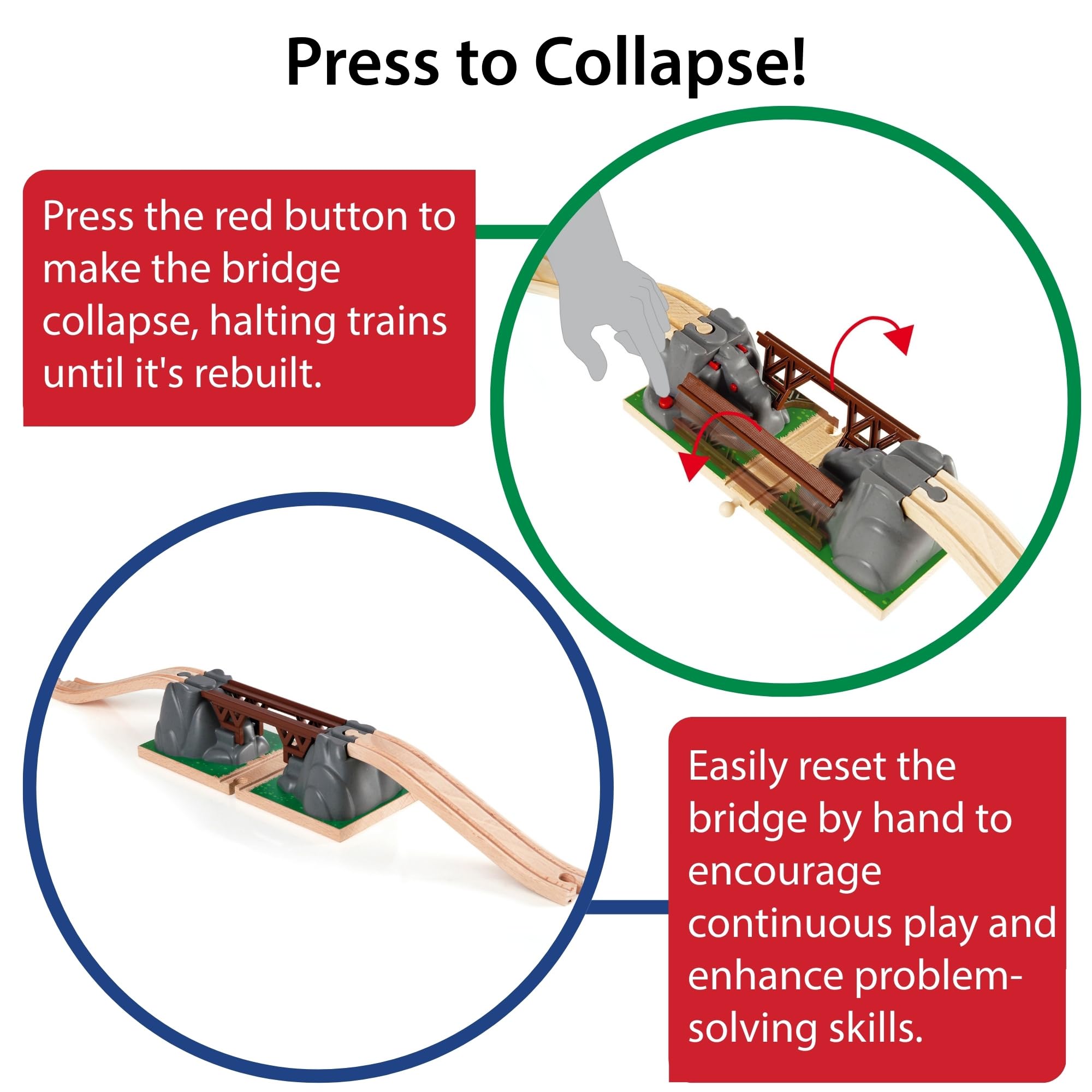 BRIO World Collapsing Bridge with tracks demonstrates layout compatibility