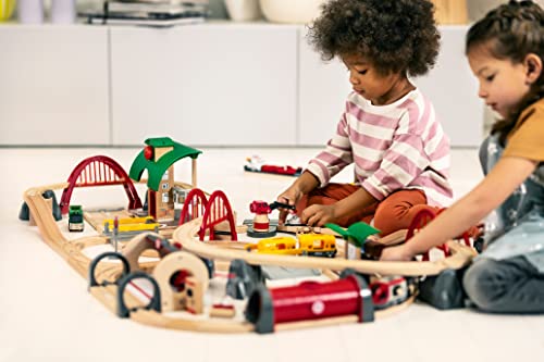 BRIO storage box opens into a Brio world play mat for organized play