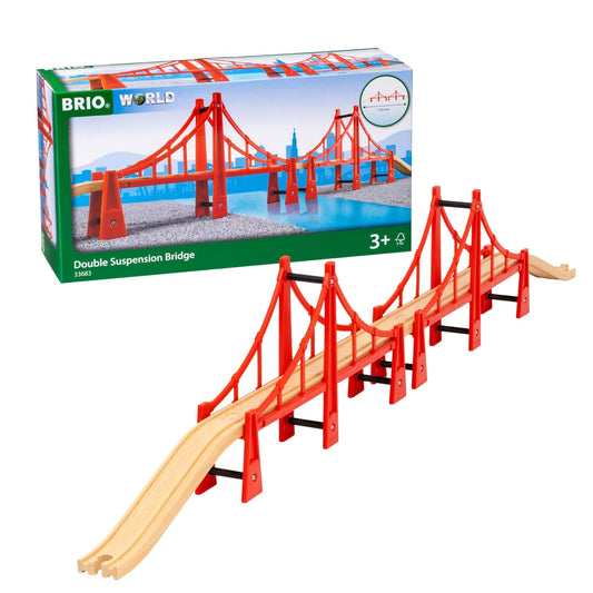 BRIO World double suspension bridge assembly for imaginative layouts