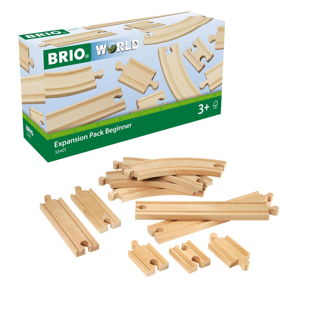 BRIO World Expansion Beginner 11-piece track set with straight and curved pieces for creative layouts