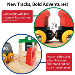 BRIO World Expansion Beginner magnetic connections enable quick, reliable train coupling