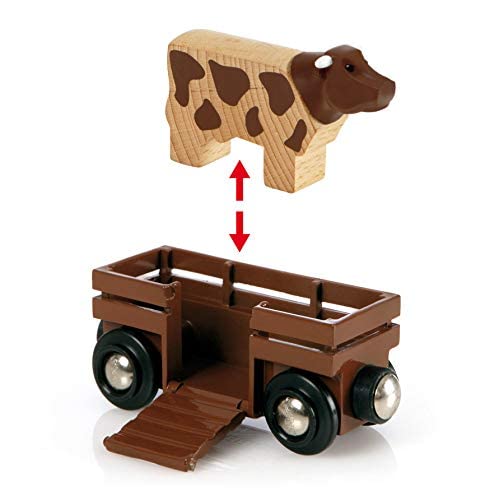 BRIO World Farm Railway Set cow – gentle animal figurine to spark farm-themed scenarios