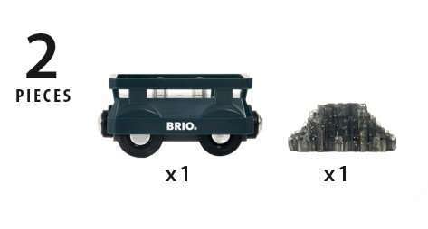 BRIO World interactive 2-piece wagon set beside tracks to spark creativity