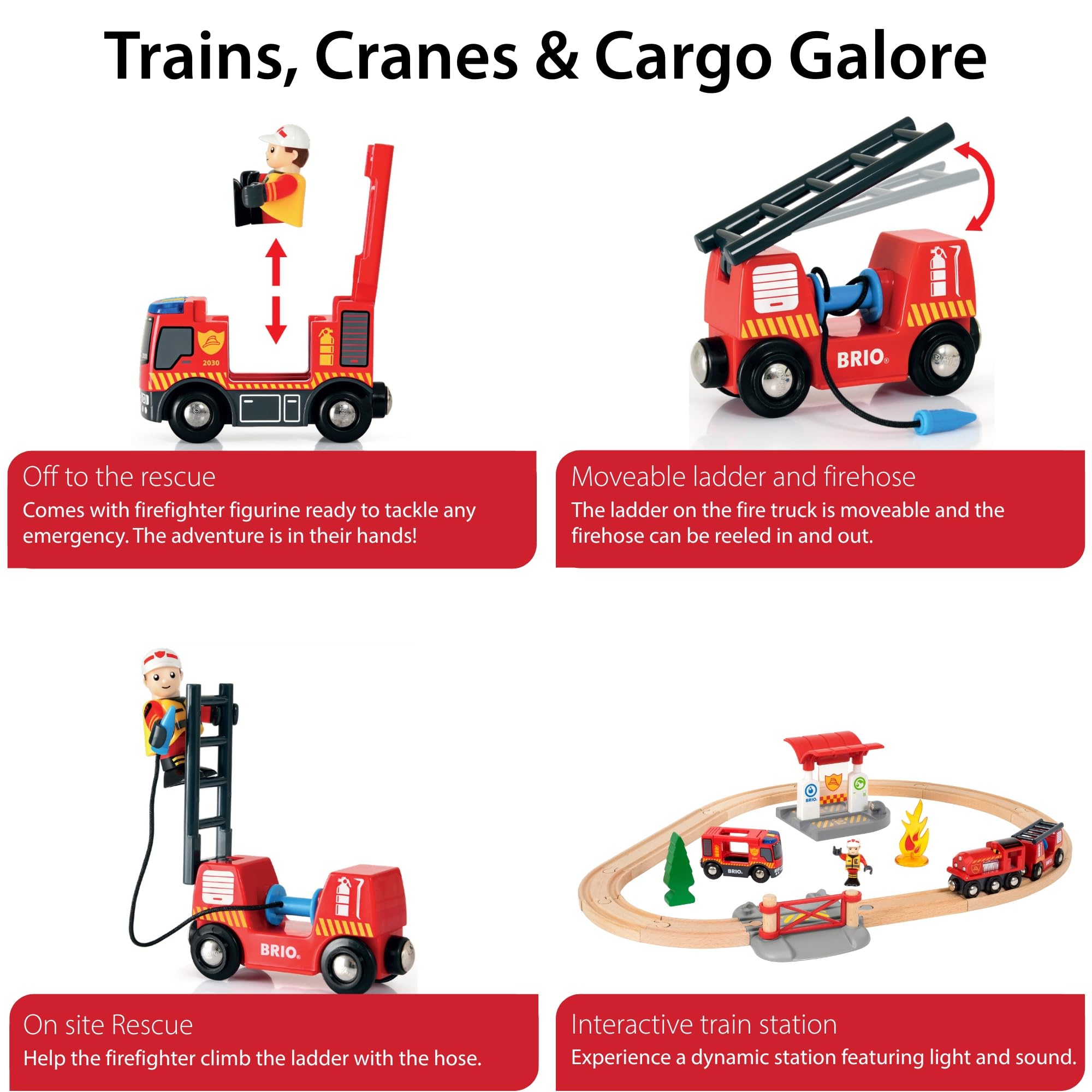 BRIO wooden tracks provide durable, smooth play surfaces from FSC-certified wood