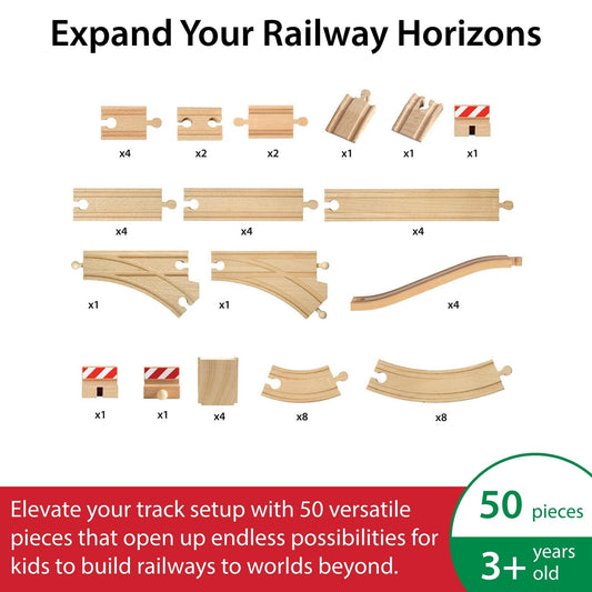 BRIO World track switches and curve pieces for new routing options.