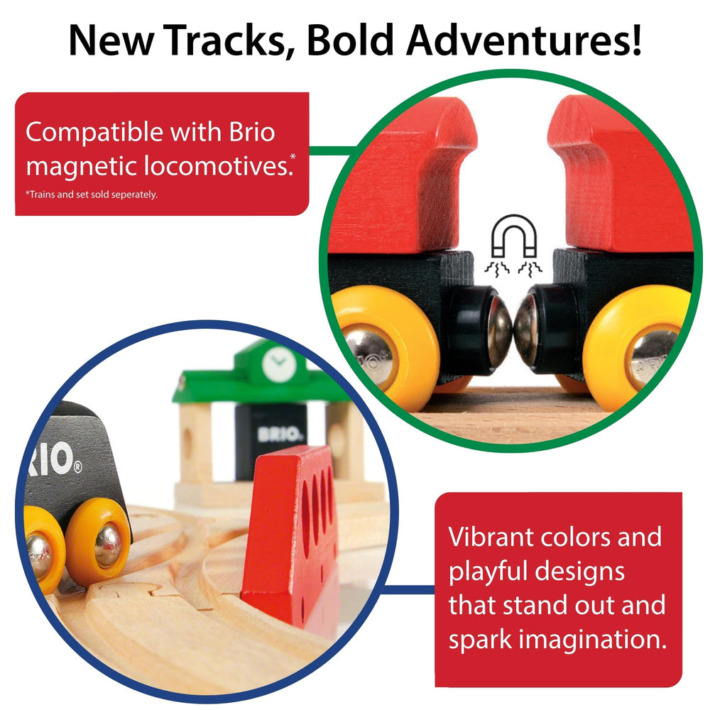 BRIO World wooden railway connectors for easy, secure connections.