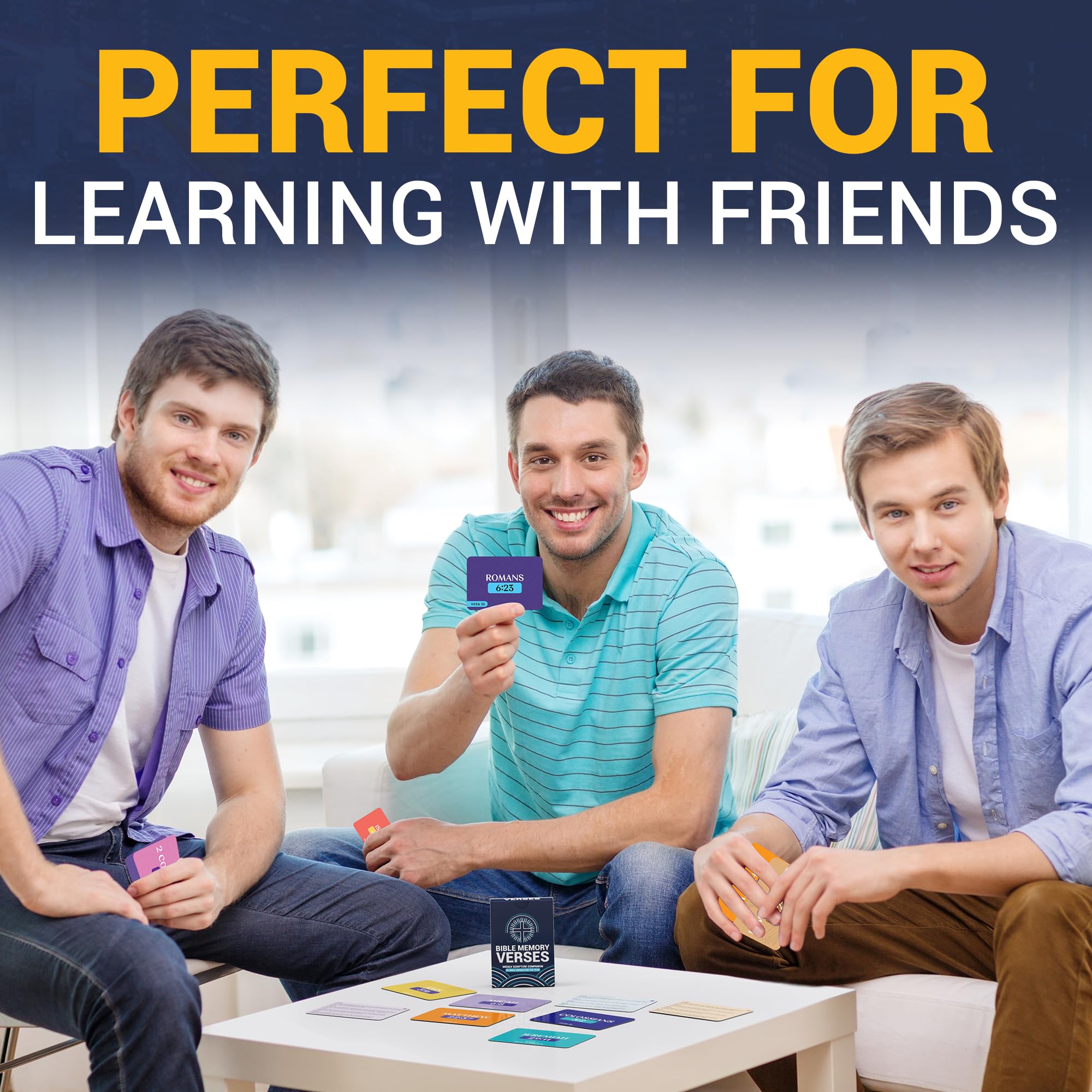 Briston Bible Memory Verse Flash Cards highlighted as water-resistant for travel and classroom use.