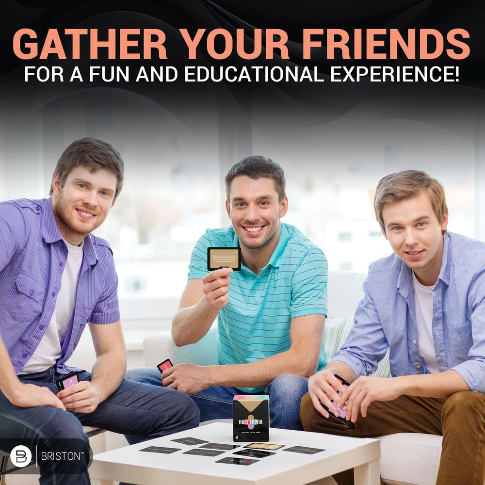 Briston Holy Trivia cards spread for adults and kids.