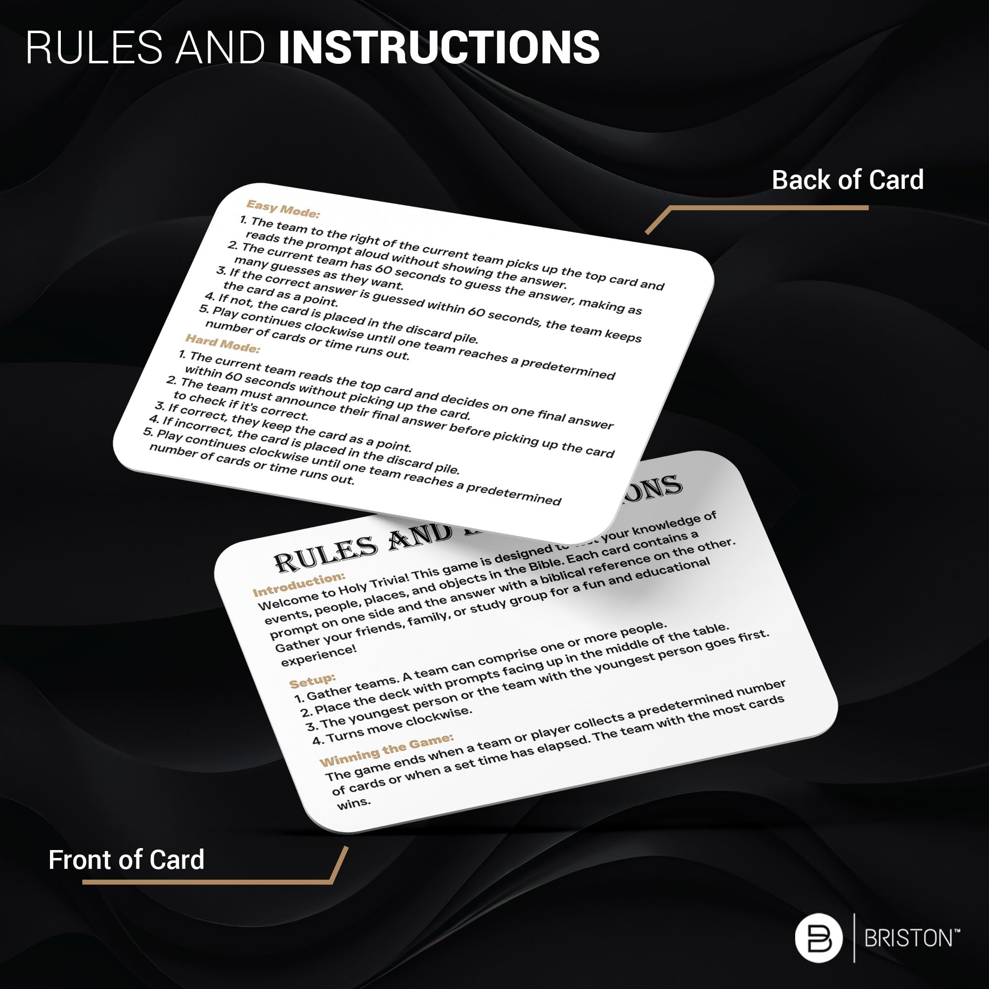 Briston Holy Trivia family game night table setup.