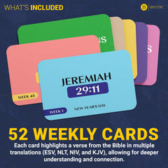 Briston Bible Memory Verse Flash Cards in use during group study to spark discussion.