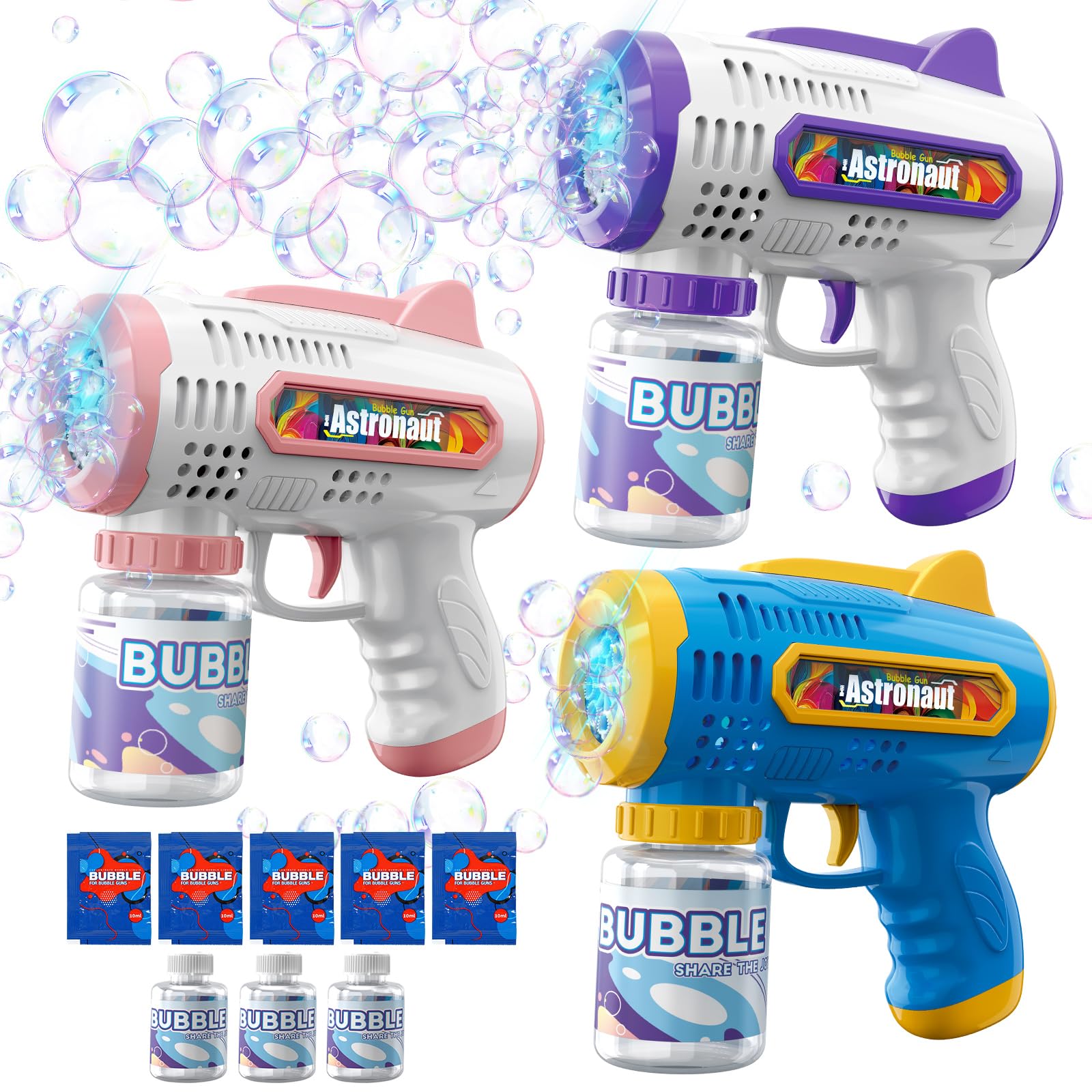 Britik bubble guns 3-pack front view for outdoor group play.