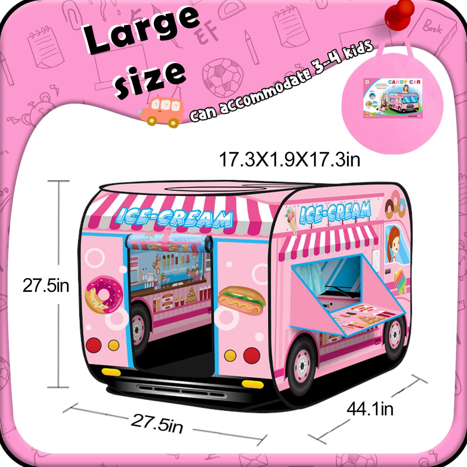 Britik fire truck pop-up tent roll-up door open for easy access