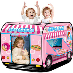 Britik fire truck pop-up tent unfolded for quick indoor play