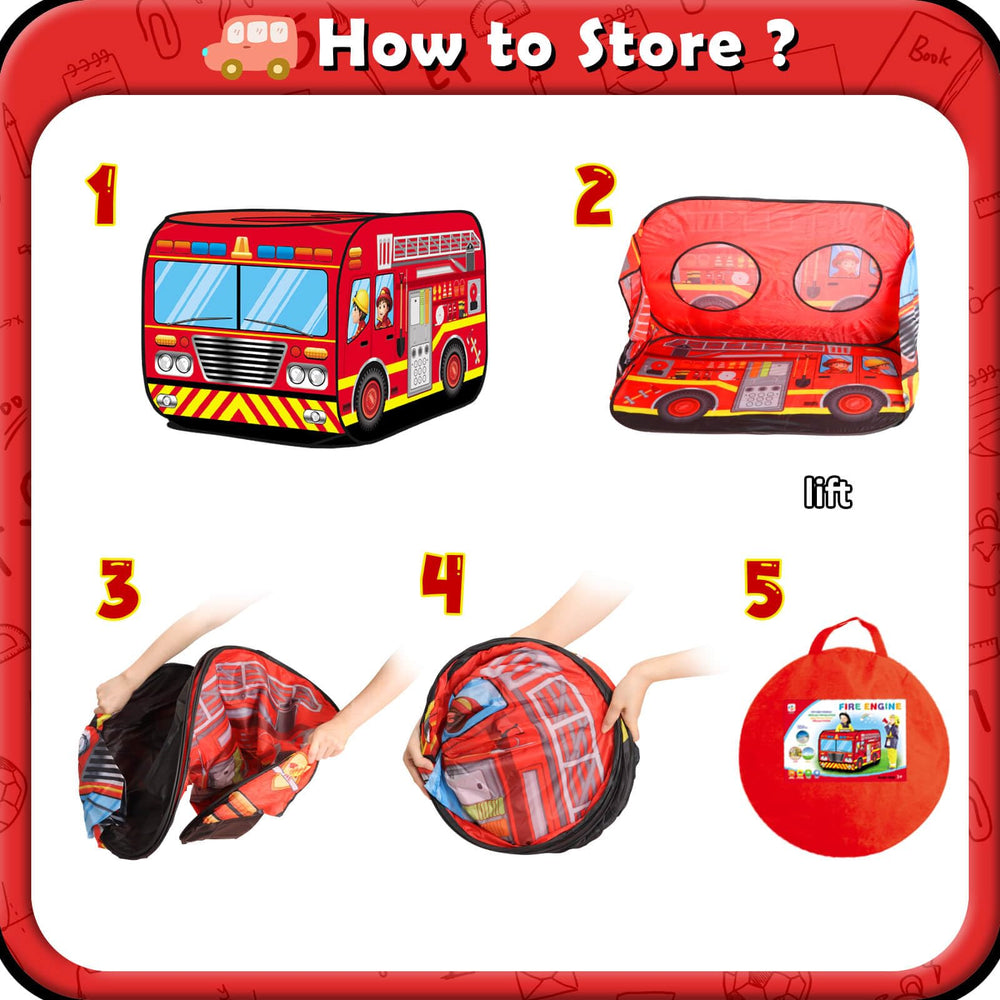 Britik Fire Truck Pop Up Tent safety features like rounded edges for peace of mind.