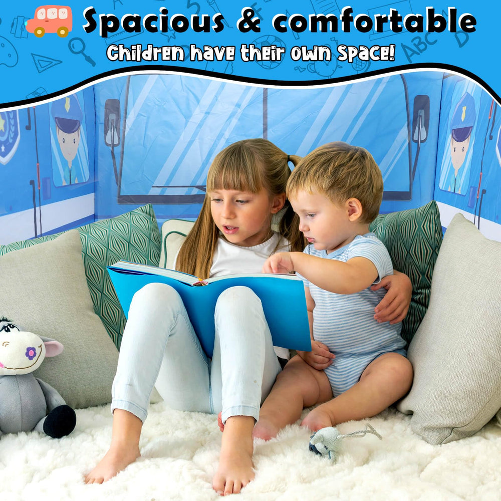 Britik Police Car Play Tent front entrance open invites kid-friendly adventures