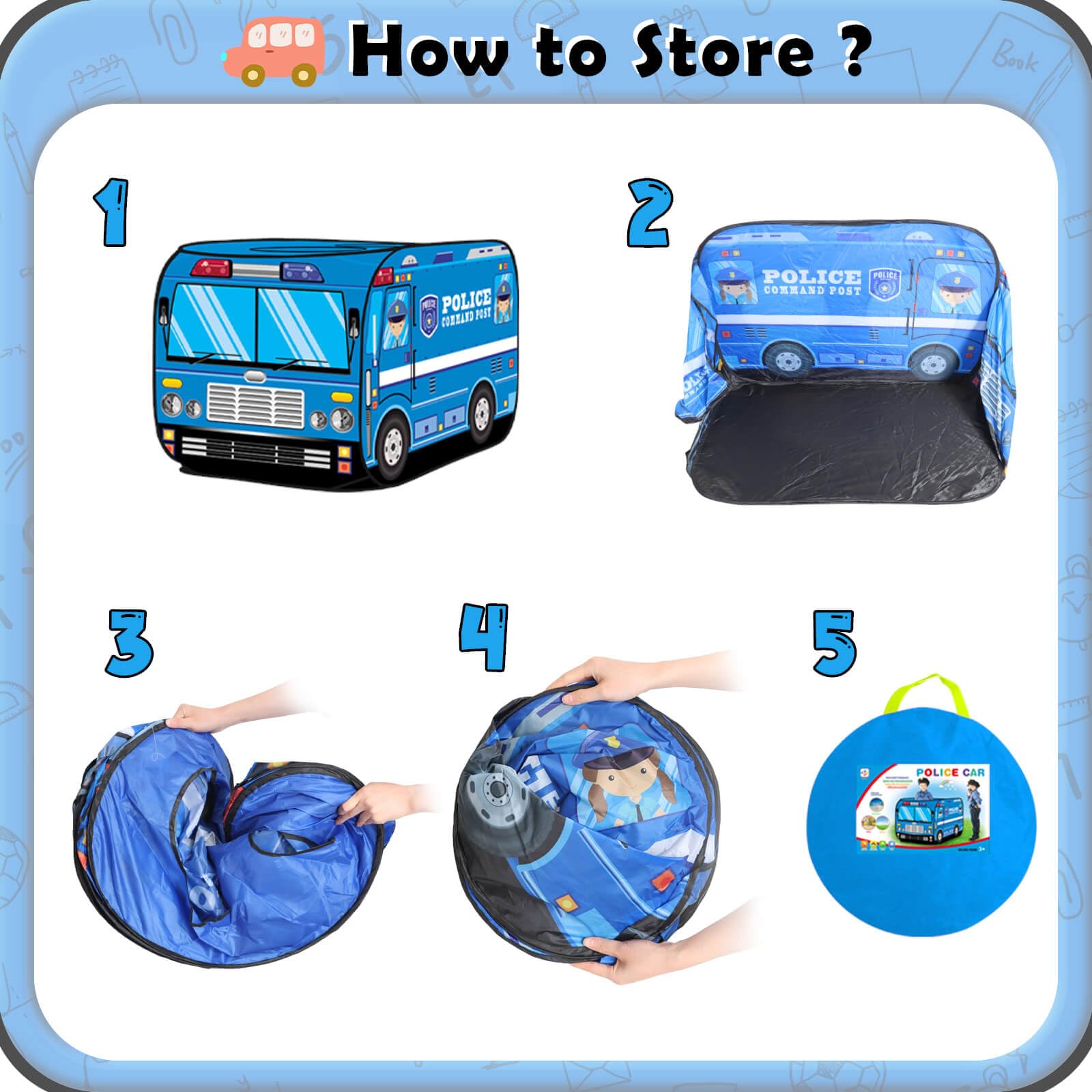 Britik Police Car Play Tent ideal for outdoor picnics and backyard stories