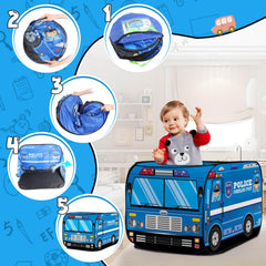 Britik Police Car Play Tent side view showing sturdy frame and durability