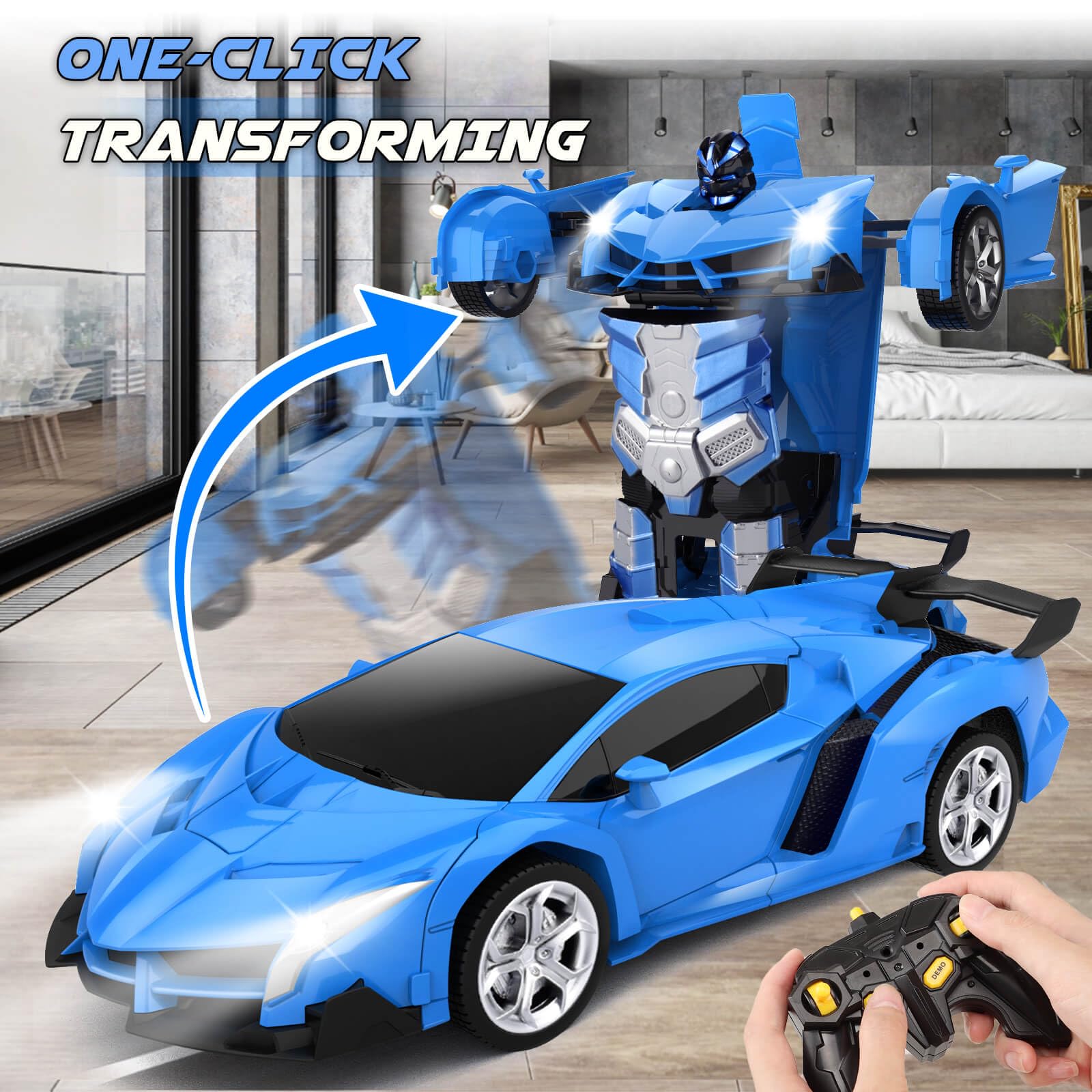 Britik Transform RC Car durable ABS body protects against bumps during play.