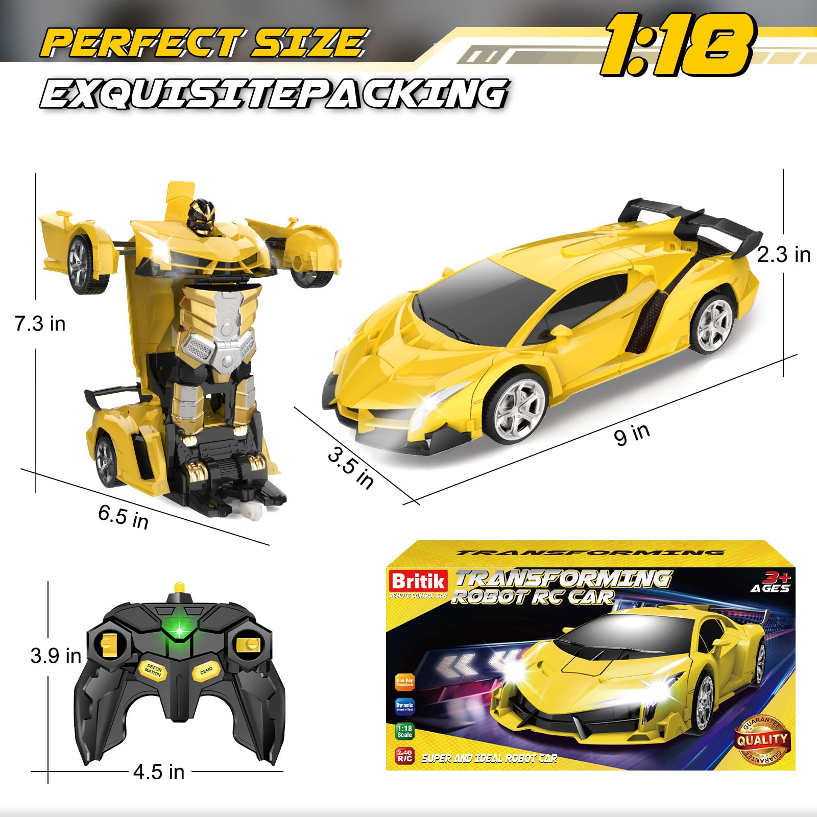 Britik Transform RC car enables creative play with vehicle and robot forms.