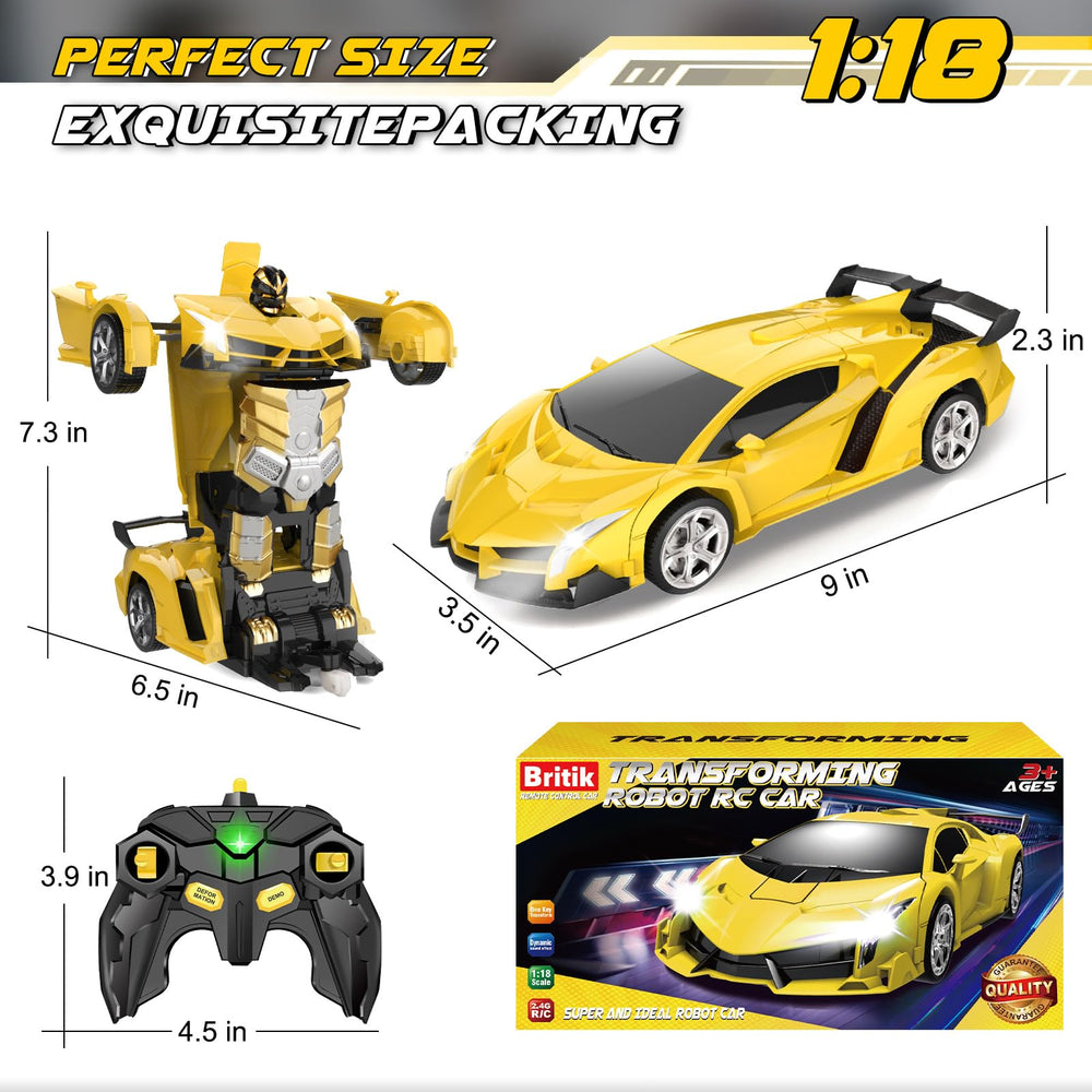 Britik Transform RC car enables creative play with vehicle and robot forms.