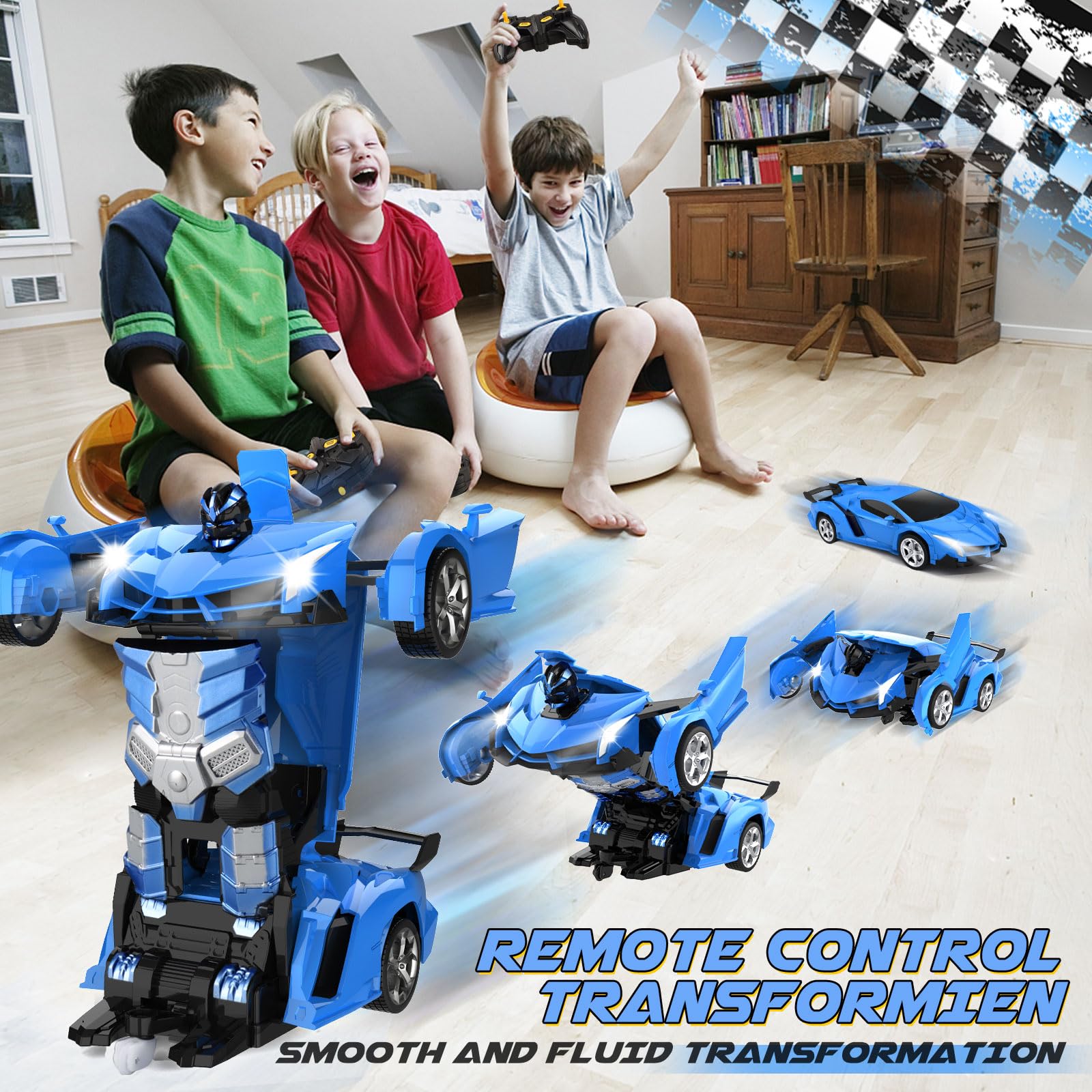 Britik Transform RC Car one-key transformation demonstrates quick vehicle-to-robot changes.