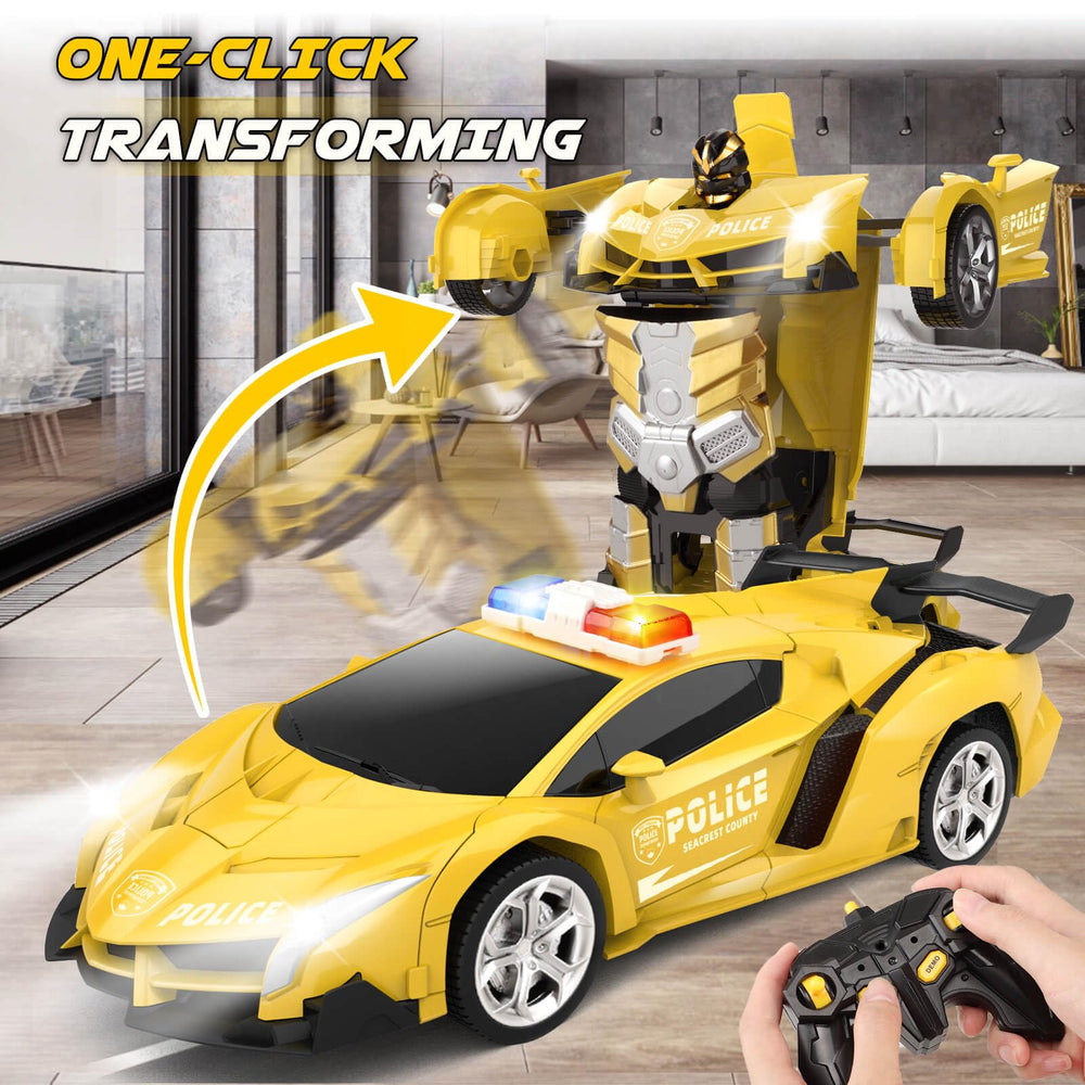 Britik Transform RC car robot-transformation button enabling smooth mode switch.