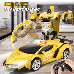 Britik Transform RC car robot-transformation button enabling smooth mode switch.